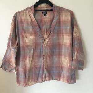 Patagonia Plaid Snap Button Dolman Sleeve Top - Women's S 100% cotton